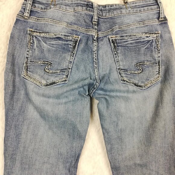 Women's blue denim light wash mid-rise elastic - Picture 6 of 8